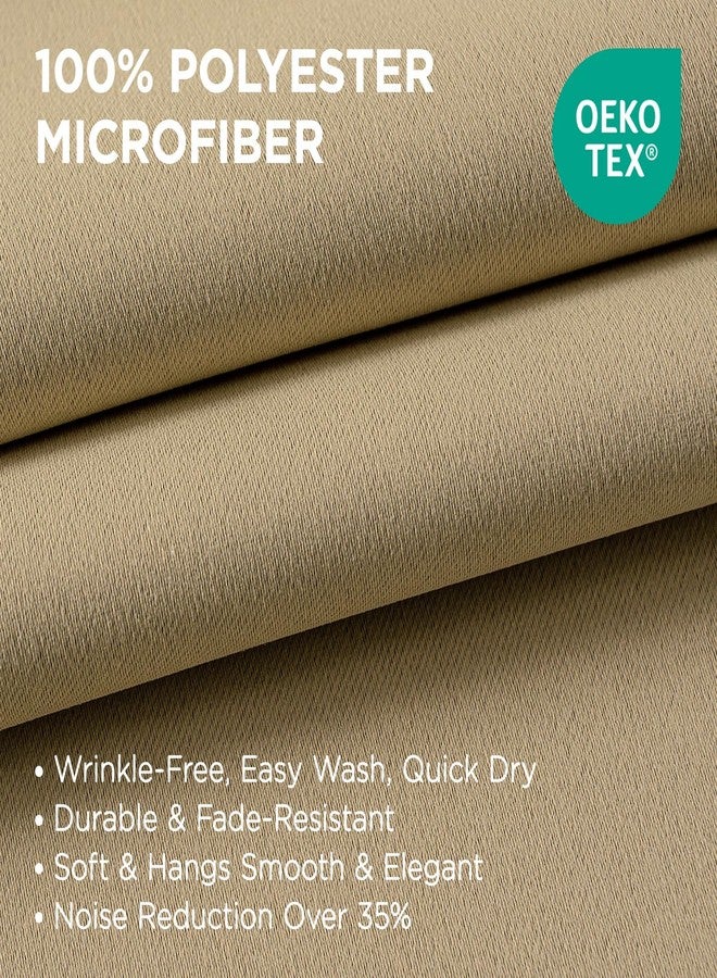 Joydeco Blackout Curtains 63 Inch Length 2 Panels Set, Thermal Insulated Long Curtains& Drapes 2 Burg, Room Darkening Grommet Drapes for Living Room Bedroom Window (W52 x L63 Inch, Beige) - Image 2